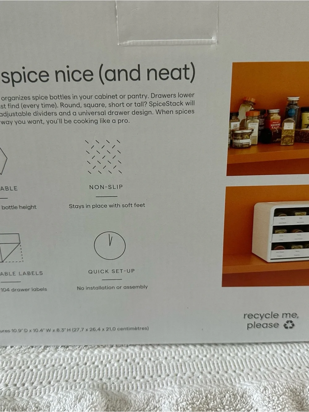 CopiA White Adjustable Spice Bottle Organizer - Tiered Drawer Storage